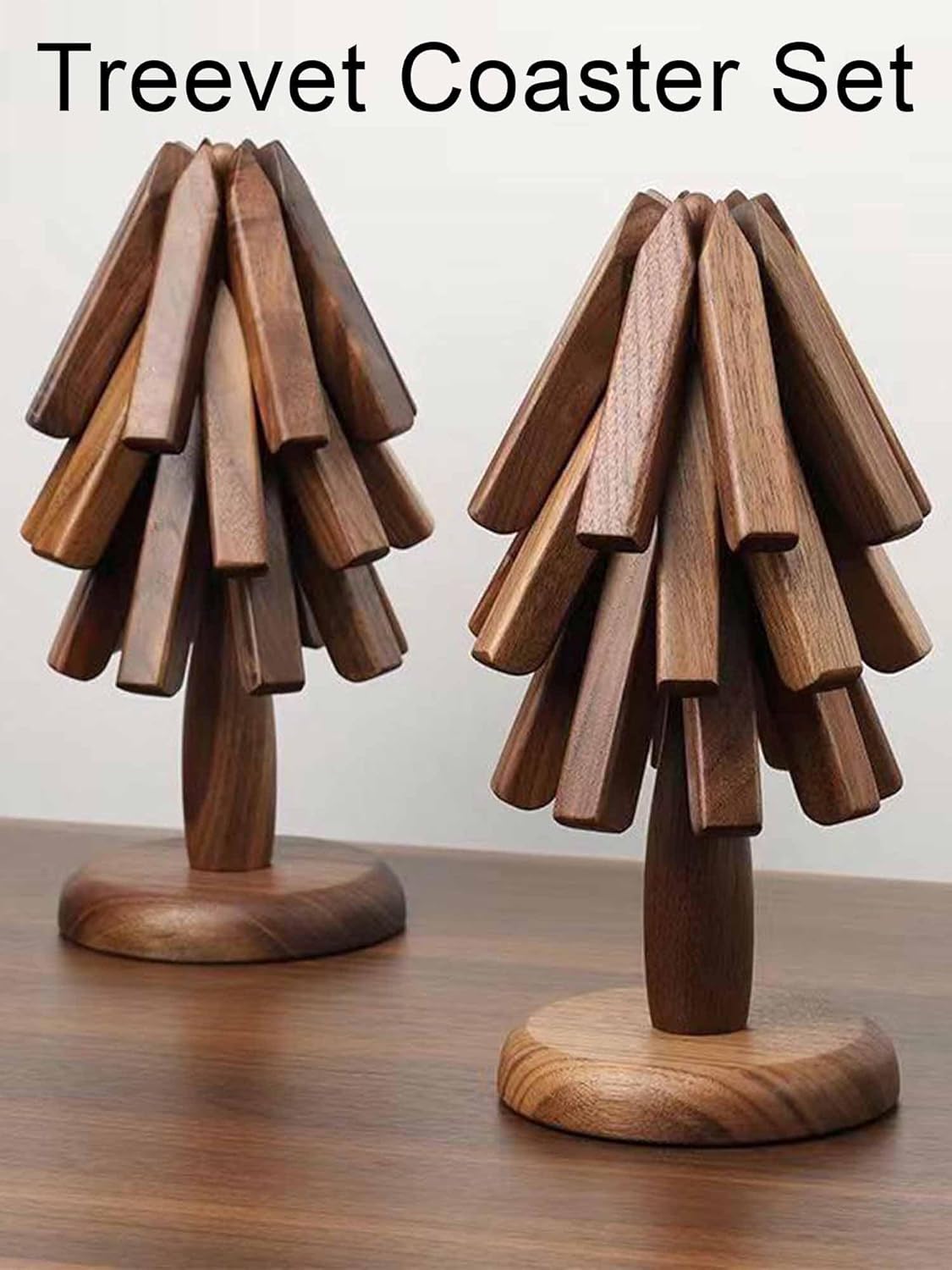 Elegant Walnut Christmas Tree Coasters™